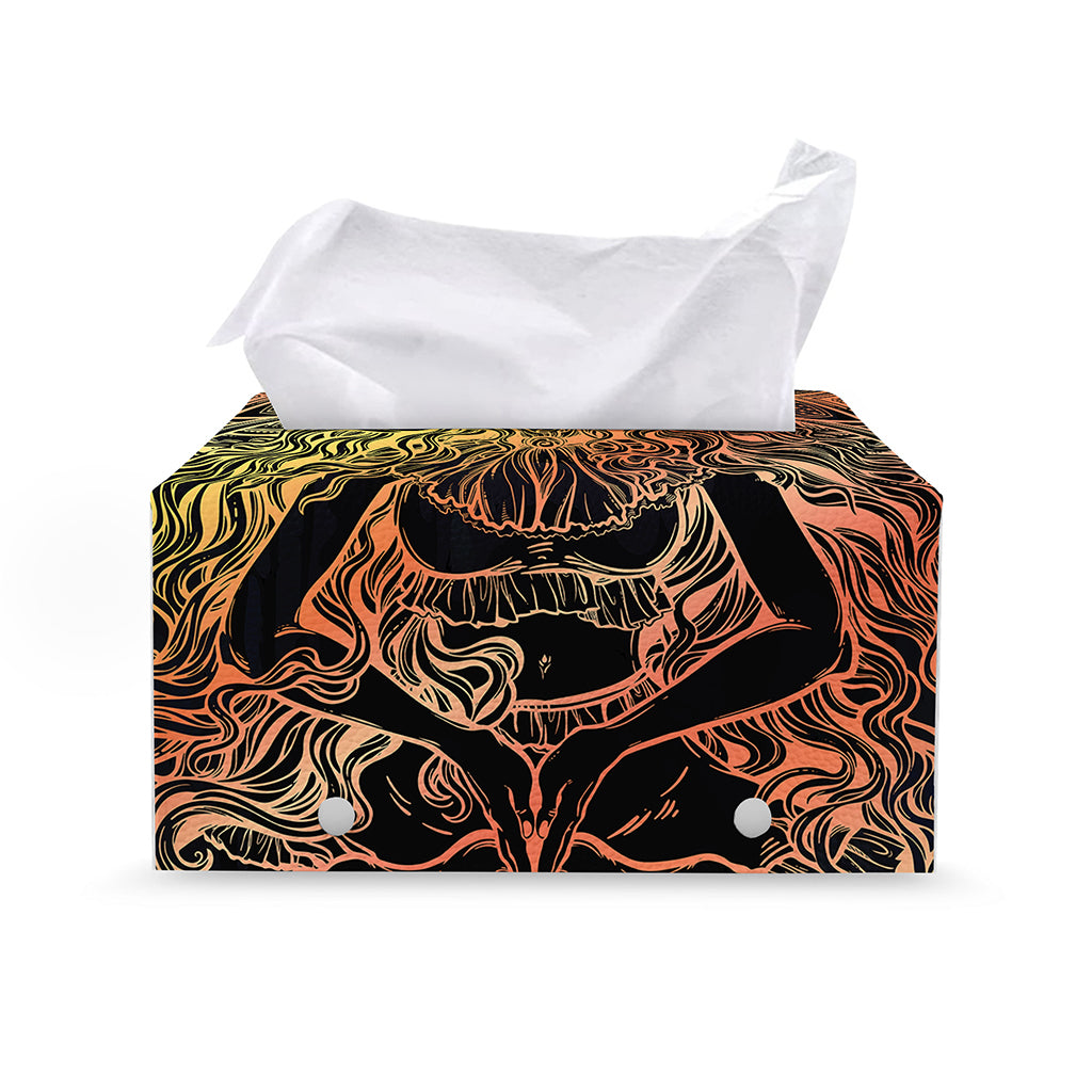 Spiritual Girl Mandala Print Leather Tissue Box Cover