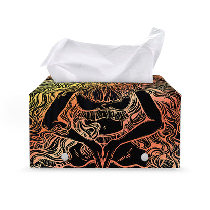 Spiritual Girl Mandala Print Leather Tissue Box Cover