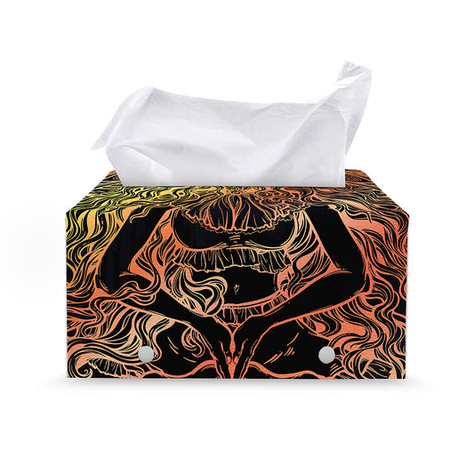Spiritual Girl Mandala Print Leather Tissue Box Cover