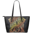 Spiritual Girl Mandala Print Leather Tote Bag With Zipper