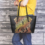 Spiritual Girl Mandala Print Leather Tote Bag