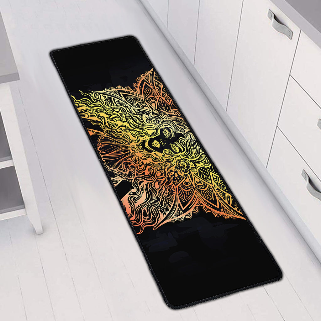 Spiritual Girl Mandala Print Long Kitchen Mat