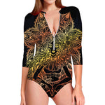 Spiritual Girl Mandala Print Long Sleeve Swimsuit