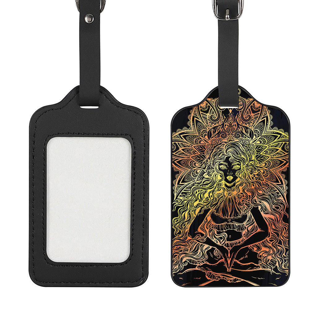 Spiritual Girl Mandala Print Luggage Tag