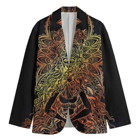 Spiritual Girl Mandala Print Men's Cotton Blazer