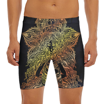 Spiritual Girl Mandala Print Men's Long Boxer Briefs