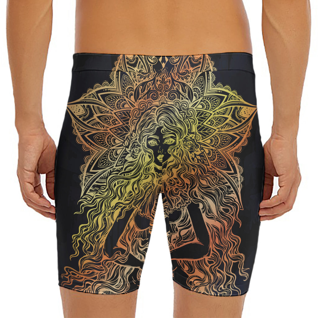 Spiritual Girl Mandala Print Men's Long Boxer Briefs