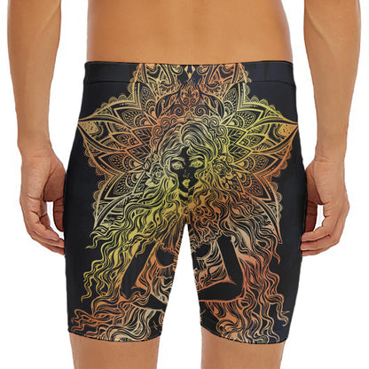 Spiritual Girl Mandala Print Men's Long Boxer Briefs