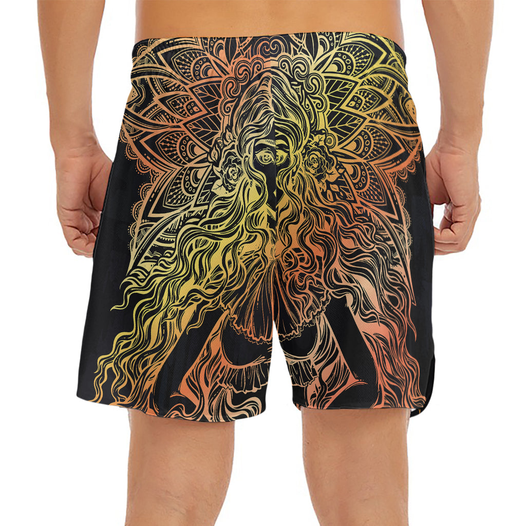 Spiritual Girl Mandala Print Men's Split Running Shorts