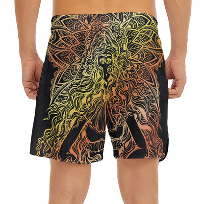 Spiritual Girl Mandala Print Men's Split Running Shorts