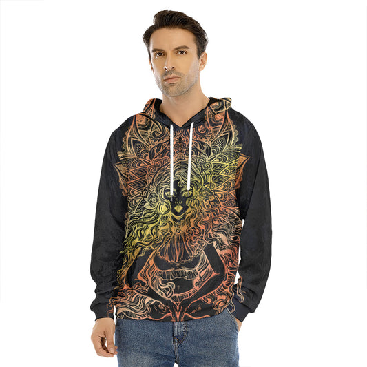 Spiritual Girl Mandala Print Men's Velvet Pullover Hoodie