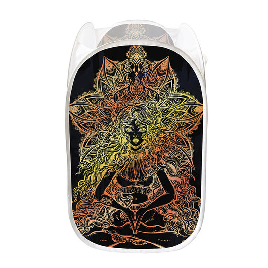 Spiritual Girl Mandala Print Mesh Laundry Hamper