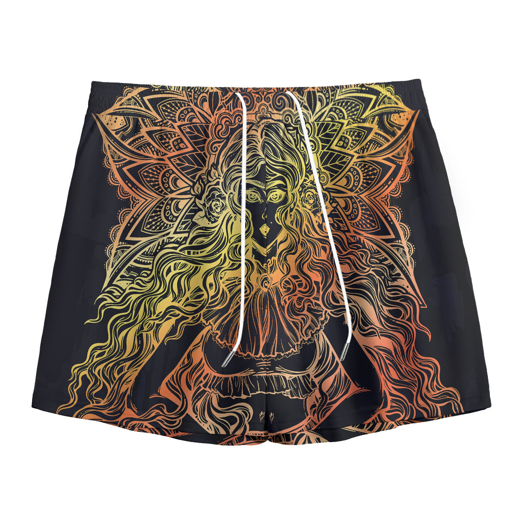 Spiritual Girl Mandala Print Mesh Shorts