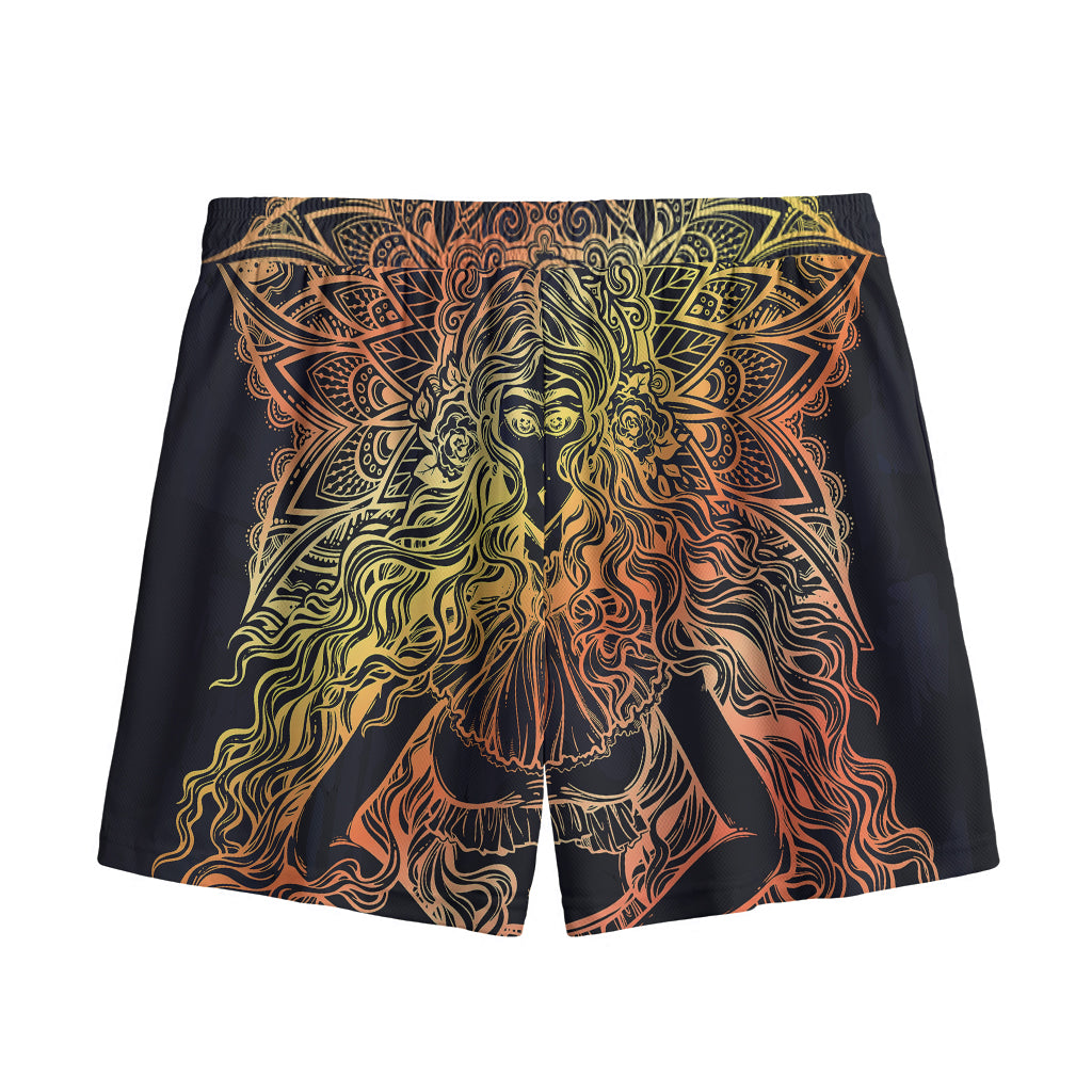 Spiritual Girl Mandala Print Mesh Shorts