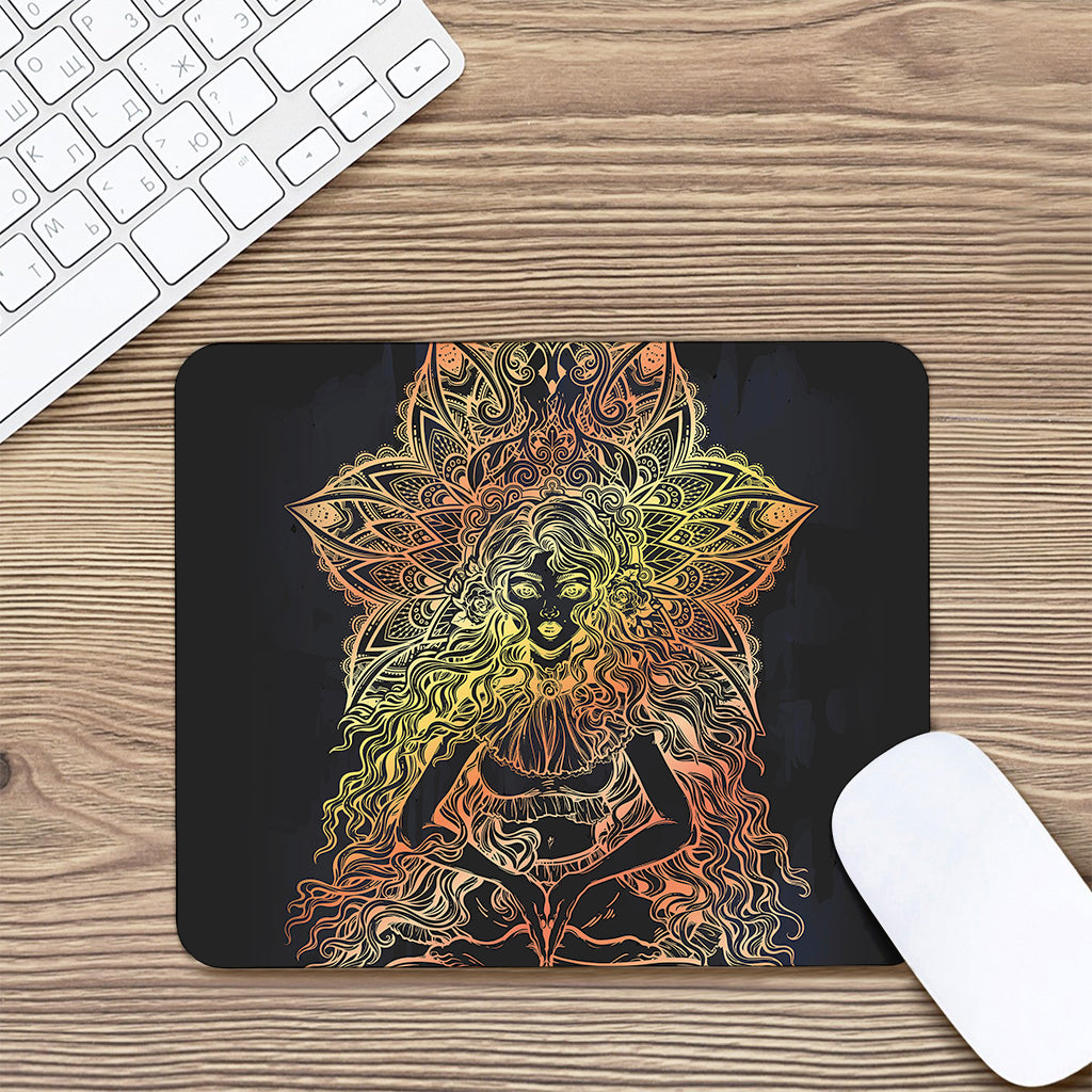 Spiritual Girl Mandala Print Mouse Pad
