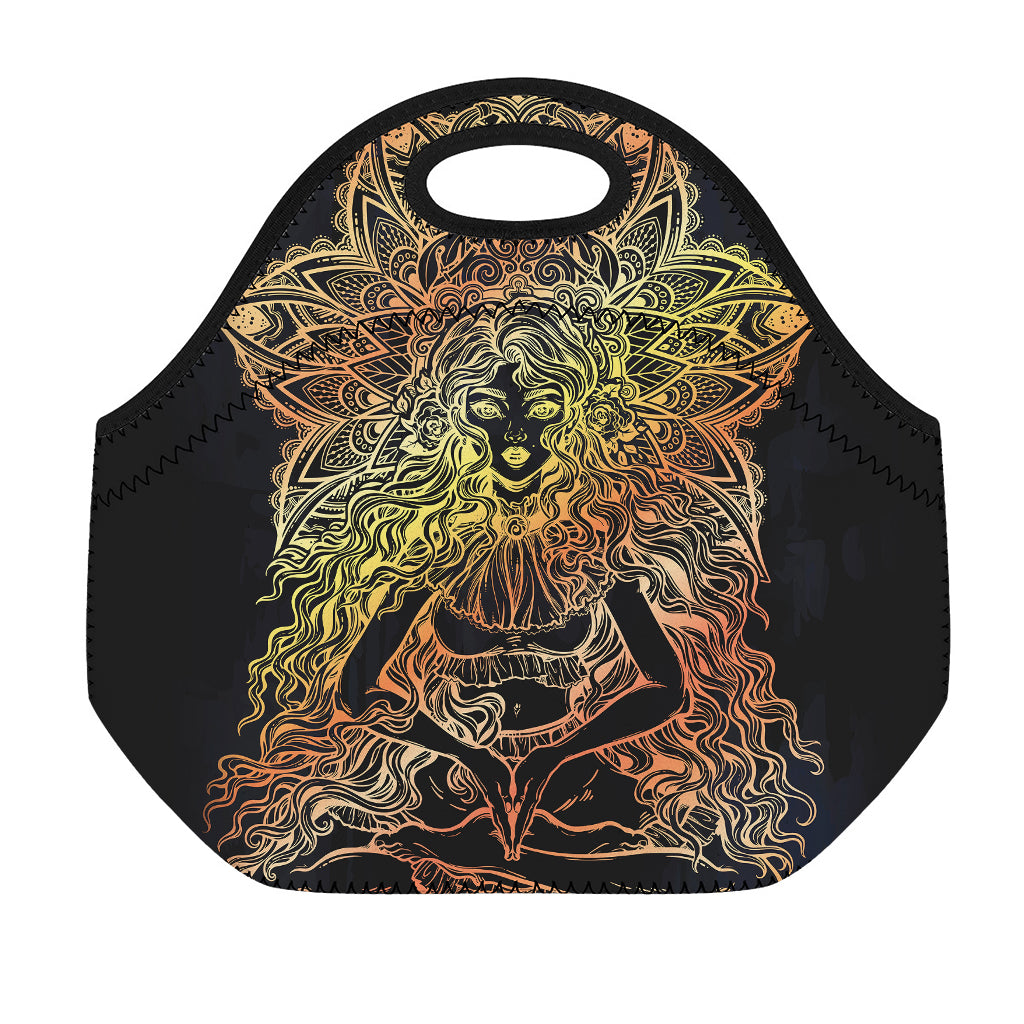 Spiritual Girl Mandala Print Neoprene Lunch Bag