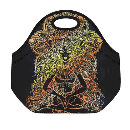 Spiritual Girl Mandala Print Neoprene Lunch Bag