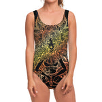 Spiritual Girl Mandala Print One Piece Swimsuit