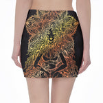 Spiritual Girl Mandala Print Pencil Mini Skirt