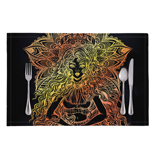 Spiritual Girl Mandala Print Placemat