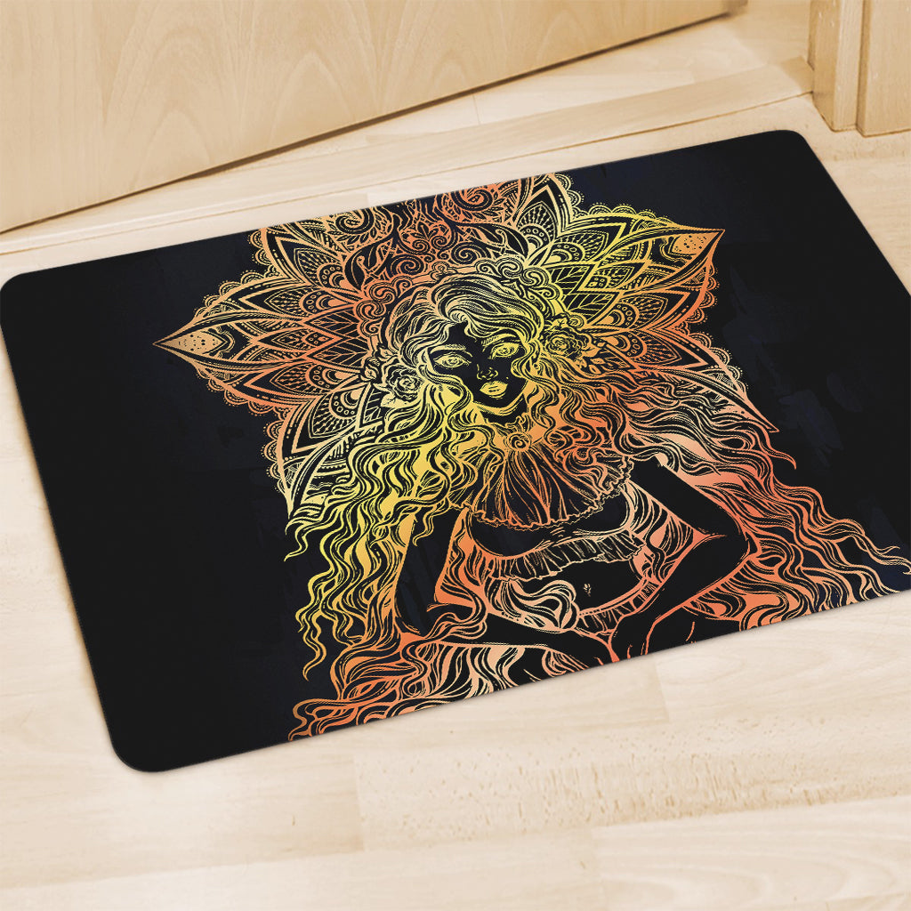 Spiritual Girl Mandala Print Polyester Doormat
