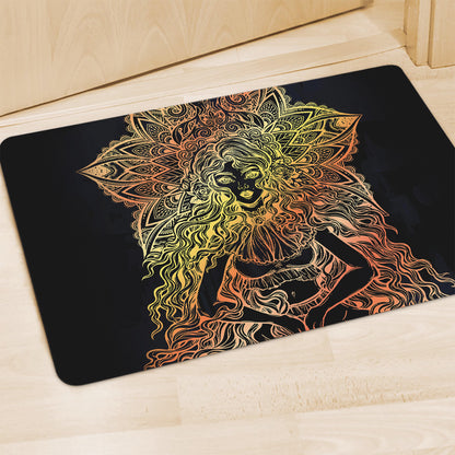 Spiritual Girl Mandala Print Polyester Doormat