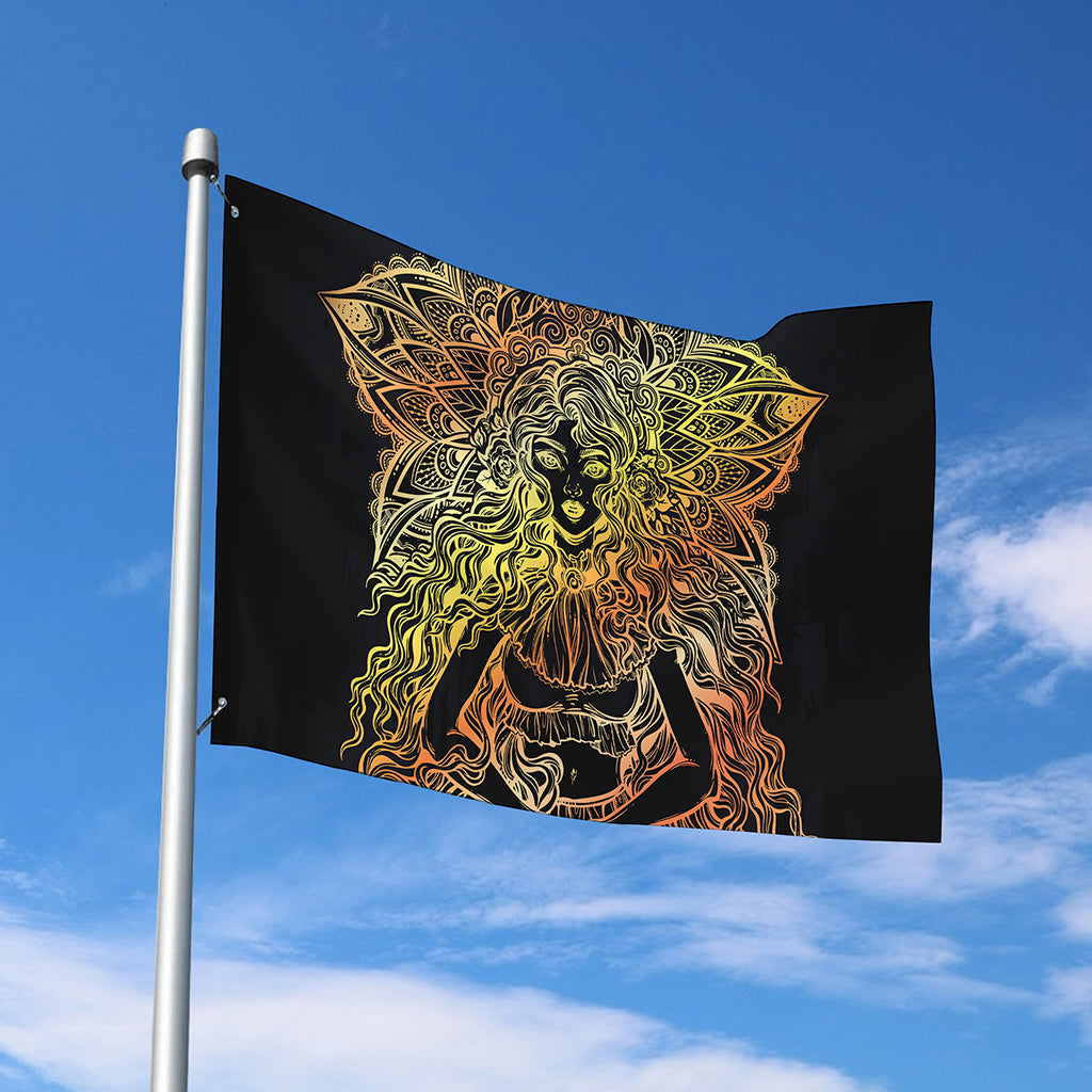 Spiritual Girl Mandala Print Polyester Flag