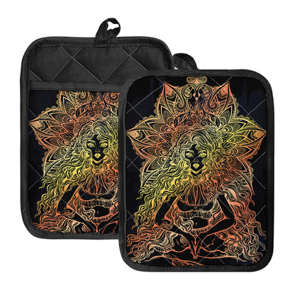 Spiritual Girl Mandala Print Pot Holders With Pocket