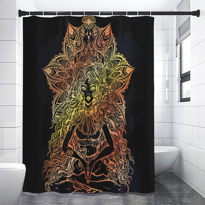 Spiritual Girl Mandala Print Premium Shower Curtain