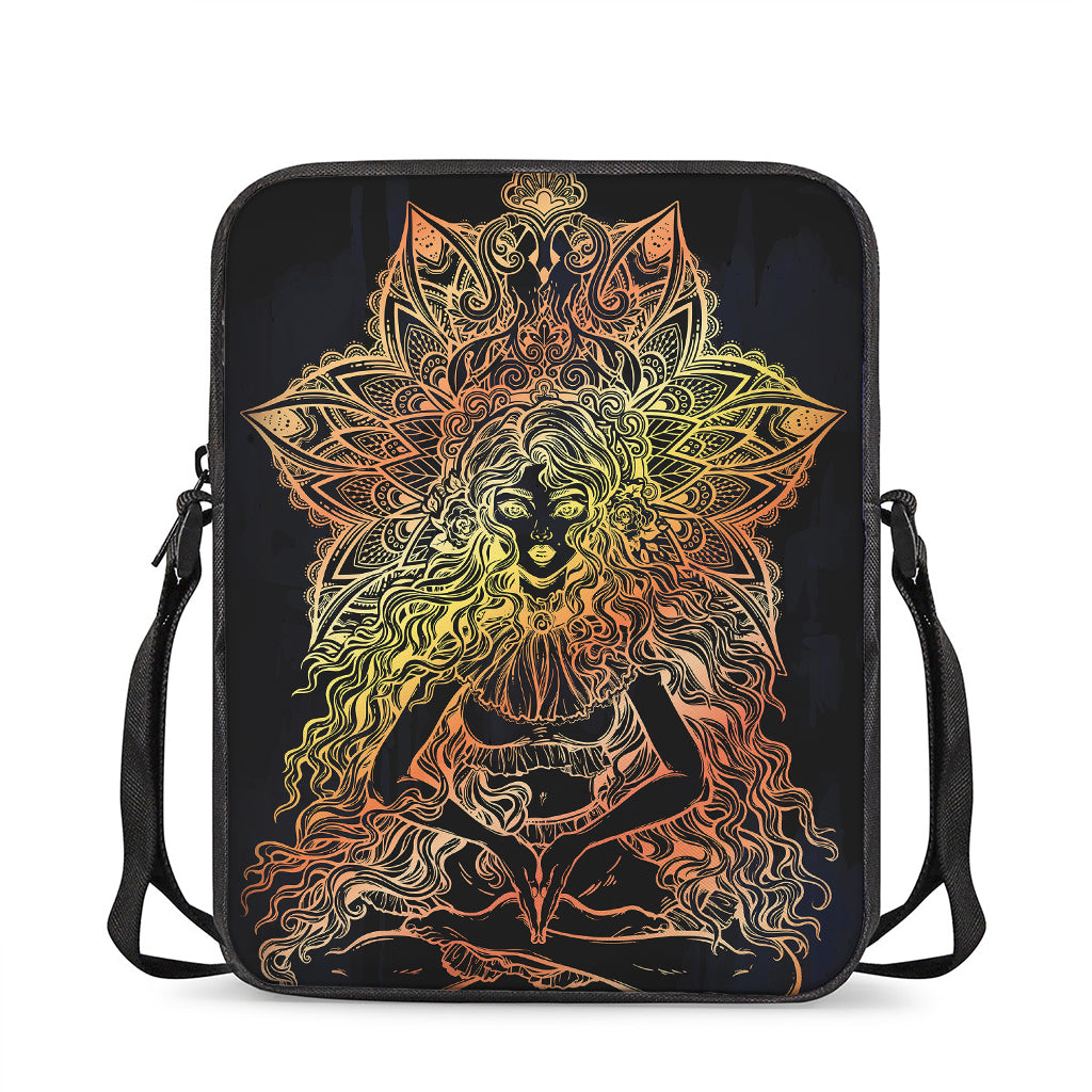 Spiritual Girl Mandala Print Rectangular Crossbody Bag