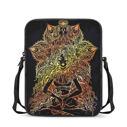 Spiritual Girl Mandala Print Rectangular Crossbody Bag