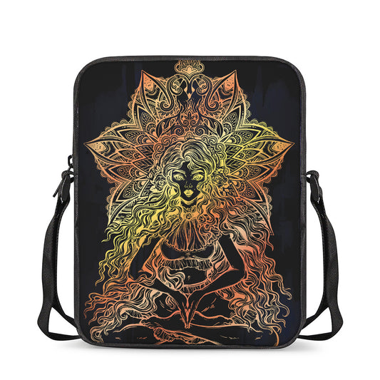 Spiritual Girl Mandala Print Rectangular Crossbody Bag