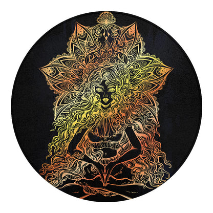 Spiritual Girl Mandala Print Round Blanket