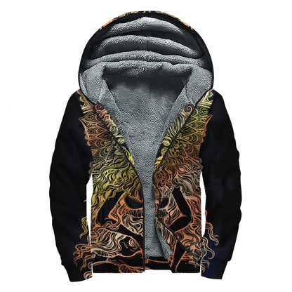Spiritual Girl Mandala Print Sherpa Lined Zip Up Hoodie