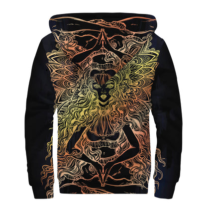 Spiritual Girl Mandala Print Sherpa Lined Zip Up Hoodie