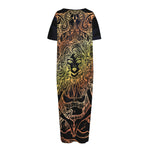 Spiritual Girl Mandala Print Short Sleeve Long Nightdress