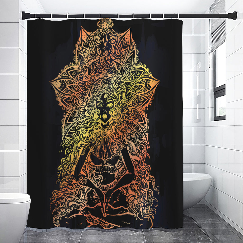 Spiritual Girl Mandala Print Shower Curtain