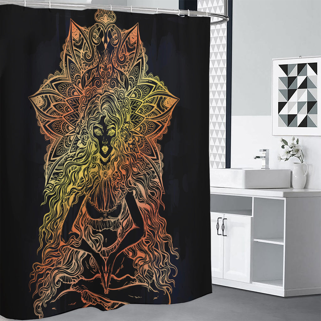 Spiritual Girl Mandala Print Shower Curtain