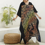 Spiritual Girl Mandala Print Silk V-Neck Kaftan Dress