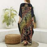 Spiritual Girl Mandala Print Silk V-Neck Kaftan Dress