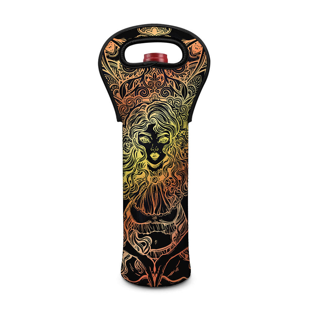 Spiritual Girl Mandala Print Single Neoprene Wine Tote