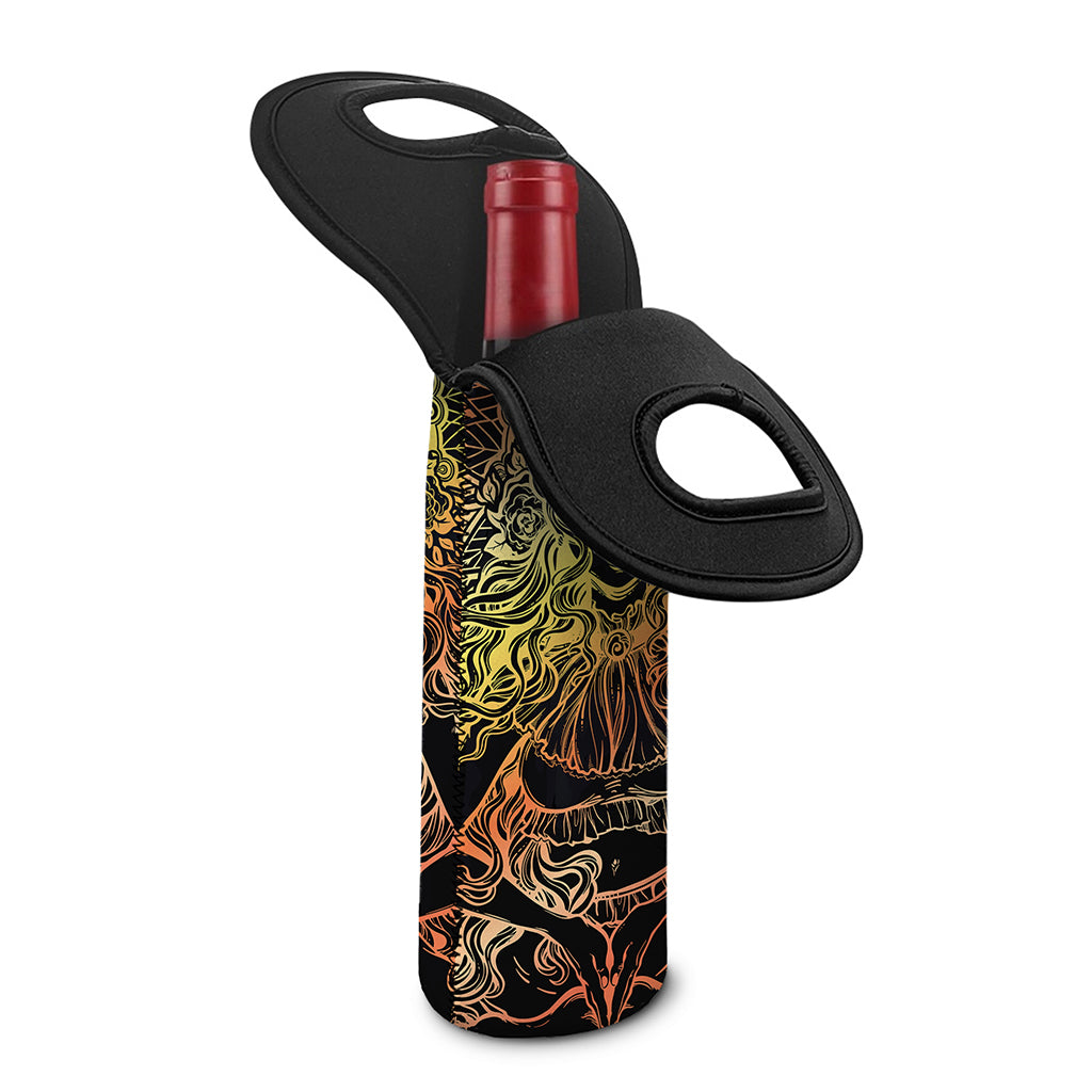 Spiritual Girl Mandala Print Single Neoprene Wine Tote
