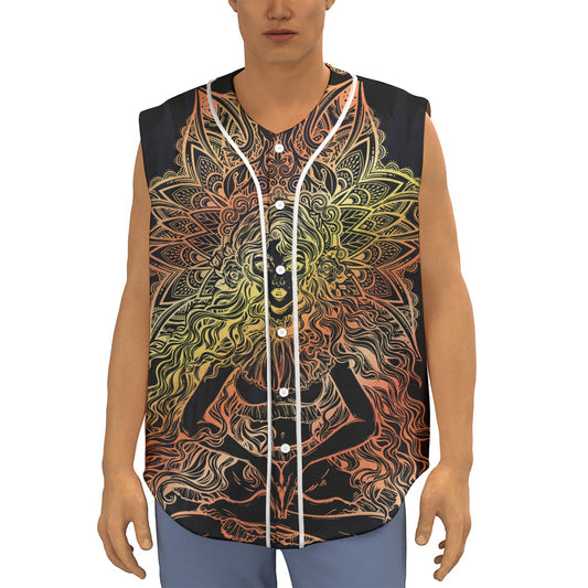 Spiritual Girl Mandala Print Sleeveless Baseball Jersey