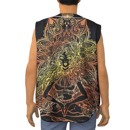 Spiritual Girl Mandala Print Sleeveless Baseball Jersey