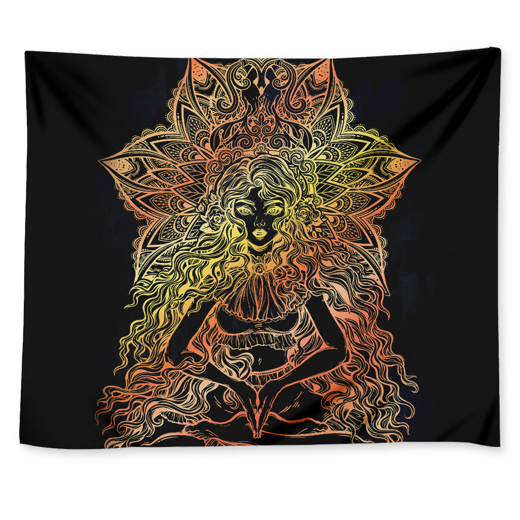 Spiritual Girl Mandala Print Tapestry