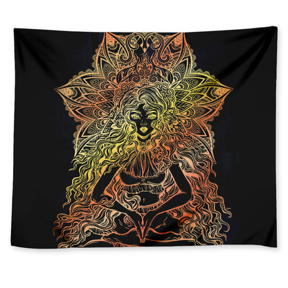 Spiritual Girl Mandala Print Tapestry