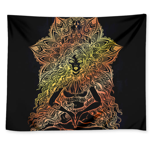 Spiritual Girl Mandala Print Tapestry