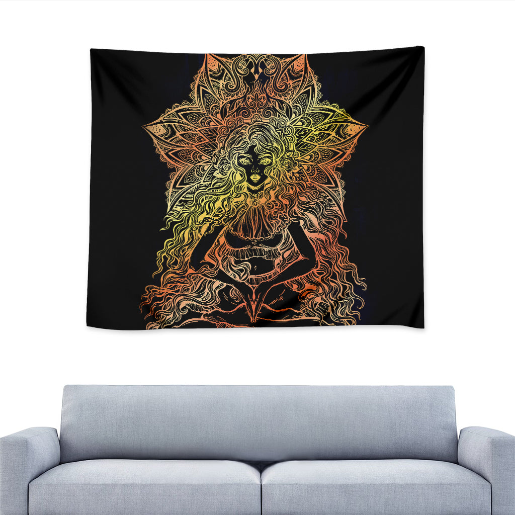 Spiritual Girl Mandala Print Tapestry