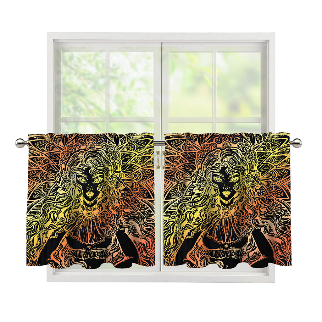 Spiritual Girl Mandala Print Tier Curtains