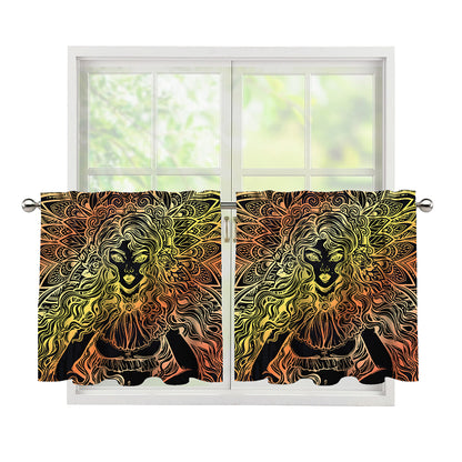 Spiritual Girl Mandala Print Tier Curtains